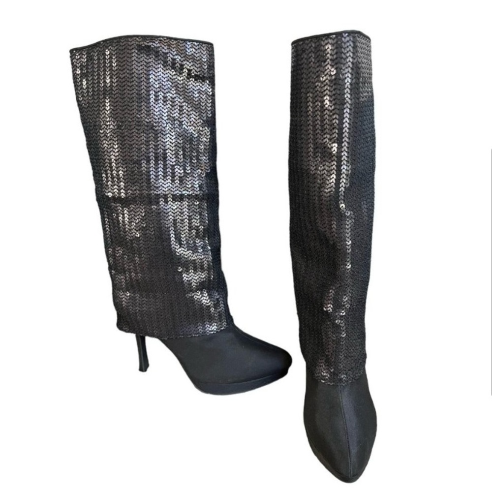 Nina New York Black Sequin Boots